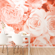 (Medium (3m X 2.4m)) Petals Wall Mural - Peach