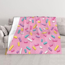 Pink Donut Glazed Candy Sprinkles Throw Blanket 40x30 inches