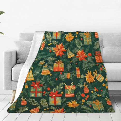 Manta de Natal em Flanela com Estampa de Árvore de Natal 60x80 polegadas