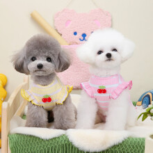 Adorable Pet Clothes for Cats & Small Dogs - Charming Spring & Autumn Wear Cherry Fly Sleeve Vest