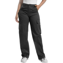 Damen-Cargohose aus Baumwolle, bequeme Passform, Schwarz