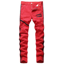 Herre Skinny Slim Fit Stretch Straight Leg Mode Jeans Bukser Rød46
