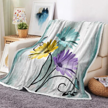 Rustic Farmhouse Throw Blanket – Teal Daisy Floral & Butterfly Design on Wooden Fleece, Soft Plush, 60x80 in