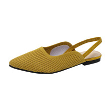 FRSASU Summer Shoes for Women,Women Knitting Fabric Flats Slingbacks Comfort Walking Work Shoes Yellow 6(37)