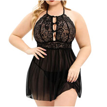 Plus Size Nightdress Clearance,Women's Plus Size Sling Soild Lingerie Lace Bow Nightdress Black 14(XXXL)
