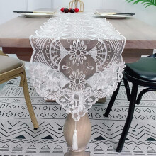 Long Table Runner Lace Embroidered Dresser Scarf Flower Doilies for Wedding Party Cabinet Dinner Tables