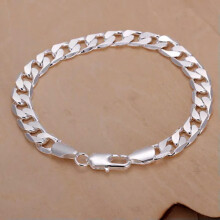 925 Silver Fashion Jewelry Men Chain Women Bracelet Chain 8inch HY033-1-8MM Flat Sideways Bracelet-H246