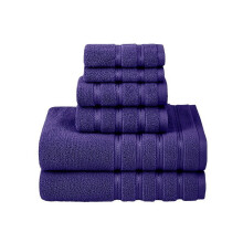 6-Piece Dark Purple Cotton Bath Towel Set (2x Hand, 2x Bath, 2x Square), Quick-Drying & Highly Absorbent – Compatible with Hotel & Salon Use