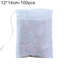 100Pcs Large Disposable Tea Bag Filters with Drawstring, Non-Woven Mesh Bags for Herbs, Coffee, Concentrates – Compatible with All Brew Methods