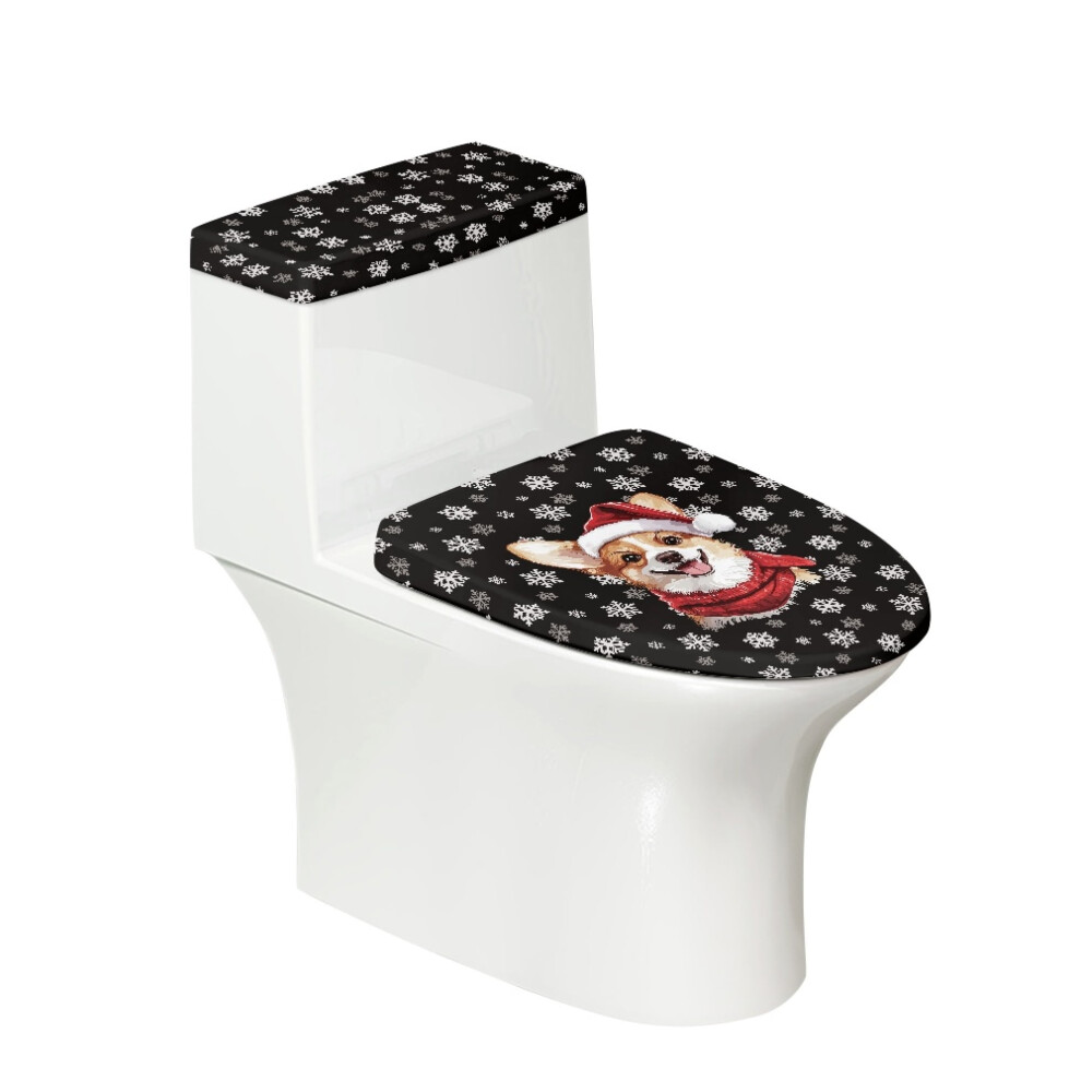 Cute Corgi Christmas Snowflake Toilet Lid Covers Â Portable Bathroom Decor Set Of 2, Compatible With Standard Toilets 9489952732480