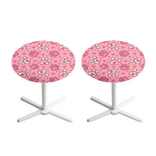 Round Stretch Cocktail Table Cover Set of 2, Elastic Fit for 24" Highboy Tables, Paw & Heart Design – Valentine’s Day Pink, Compatible with