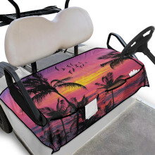 Golfkarstoelhoes in Hawaii-stijl met opbergvakken, kokosboomdesign, geschikt voor 2-zits golfkarren, compatibel met EZGO, Club Car en Yamaha.