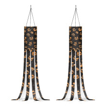 40-Zoll-Halloween-Windsack-Set mit Kürbis und Geist (2-teilig), Spinnennetz-Design, Herbstdekoration für drinnen und draußen