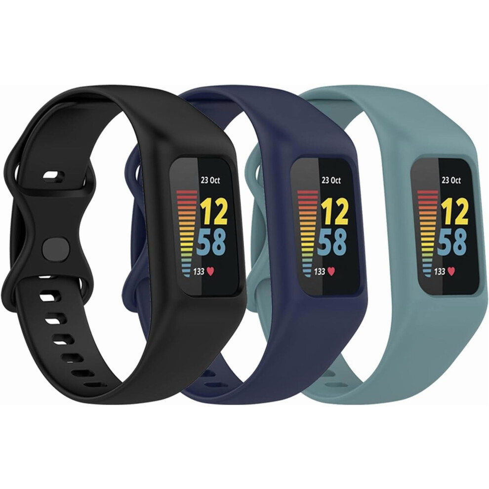 3-Pack Soft Silicone Watchband Compatible With Fitbit Charge 6/5/4/3/3Se Â Protective Replacement Strap 9489952733456