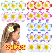 Hawaii-hårspenner med blomster, plumeriaskum, 24 stk.
