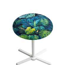 Spandex Round Table Covers for 24" Cocktail Tables – Elastic Fit, Dark Green Tropical Monstera Leaves, Compatible with 24" Tables