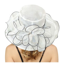 Gehäkelter Sonnenhut für Damen mit breiter Krempe, Blumenmuster, für Pferdeschwanz