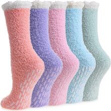 Rutschfeste Krankenhaussocken mit Noppen für Damen, warme, kuschelige, flauschige Hausschuhe für den Winter, weiche Schlafsocken