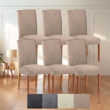 6PCS Dining Chair Cover Stretch Jacquard Waterproof Removable Washable Chair Protector Covers for Dinning Kitchen Bar