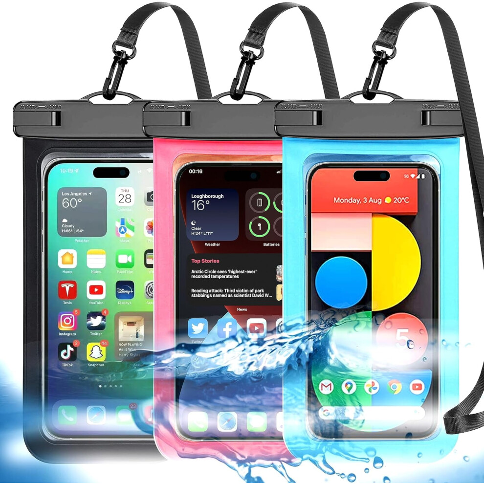 5-Pack Multicolor Universal Waterproof Phone Pouches (Up To 8.3"), Ip68, Compatible With Iphone, Samsung & More 9489952735450