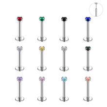 12 Stück/Set, 16G, gemischte Farben, Kristall-Lippen-Labret-Stecker, Medusa-Piercing, Tragus- und Helix-Piercing