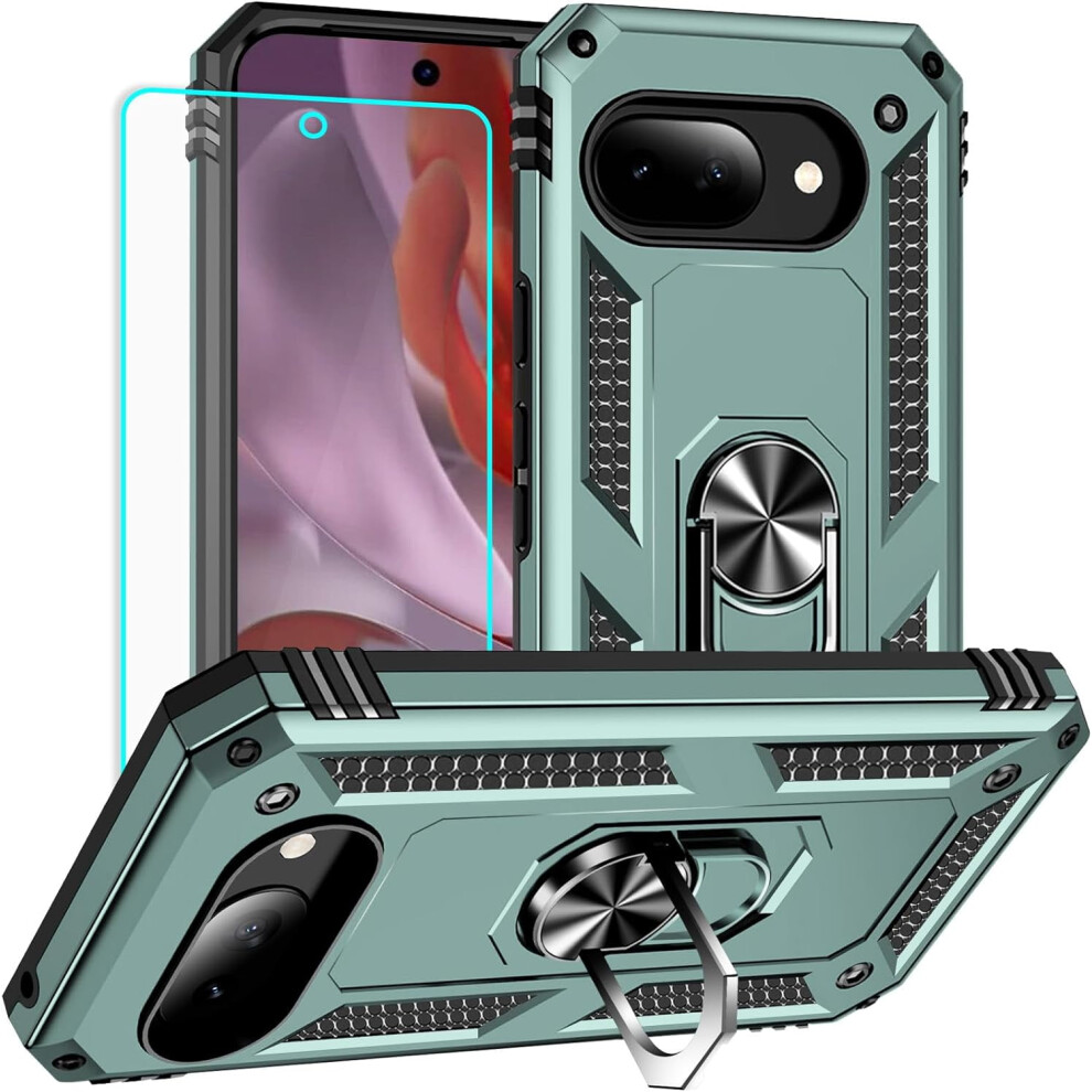 For Google Pixel 9A Case: With Screen Protector - Military Grade Protective Cases With Finger Ring Holder Kickstand For Pixel 9A Case 9489952736266
