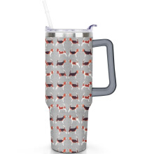 40 oz Dog Tumbler with Handle, Spill-Proof Lid & Straw – Double Insulated Travel Coffee Cup, Dog-Themed Gift – Compatible with Standard Car Cup