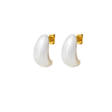 Women's Stainless Steel Enamel Teardrop Stud Earrings White