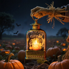Halloween-kurpitsa-musikaalilyhty lumisadepallo