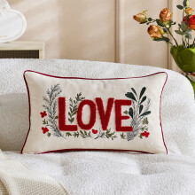 Valentines Day Heart Embroidered Pillowcase Washable Polyester 45x45cm or 50x30cm for Sofa Decor, Valentines Day Decorations