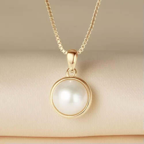 Colar com pingente de pérola de água doce de 8,5 mm para mulheres, em prata de lei 925, 50 cm (20 polegadas).