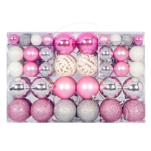 100pcs Shatterproof Christmas Ornaments, Matte/Shiny Glitter Plastic Balls 1.2-2.4in, Pink – Compatible with All Tree Types