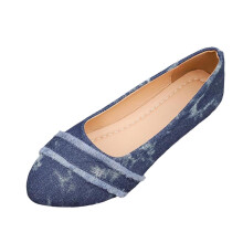 Casual Denim Pointed Toe Loafers Flat Shoes For Women Outdoor Wear 100% Preshrunk Denim Blue Material Size Us 7 Foot Length 9.65 Inches