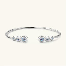 Moissanite Cuff Bangle for Women 925 Sterling Silver Hollow Bangle Delicate Jewelry Gift