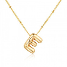 Collana con ciondolo iniziale per uomo e donna, collana con lettera maiuscola irregolare placcata in oro 14 carati, alfabeto di AZ Figaro Chain