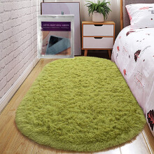 Tappeto ovale verde soffice, 81x160 cm, decorazione moderna, morbido e soffice con superficie antiscivolo.