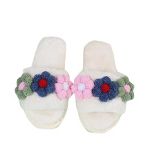 Damen-Hausschuhe mit Blumenmuster und Fleecefutter, Größe US 9,5