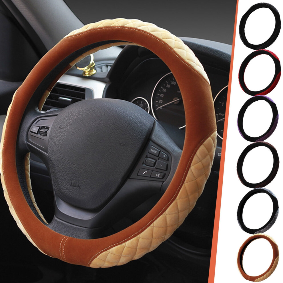 Universal Steering Wheel Cover Â Crystal Velvet, Flat Bottom, Non-Slip, 36-38Cm, 1-Piece Car Accessory 9489952872179