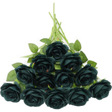 Bouquet de roses artificielles en soie rose poudré avec de longues