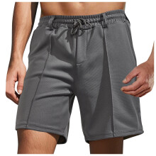Herrshorts med smal passform, klassiska jeansshorts, resår i midjan, sommarstrandshorts, utomhus- och träningskläder, grå, storlek M