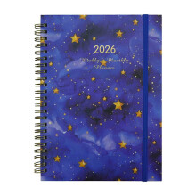 Paarse week- en maandplanner met harde kaft, 6,5 x 8,5 inch.