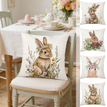 Housse de coussin décorative à motif lapin de Pâques pour canapé