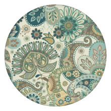 Waterproof Oxford Fabric Round Tablecloth 44 Inch, Elastic Edge Fitted Table Cover with Paisley Print for Patio or Kitchen
