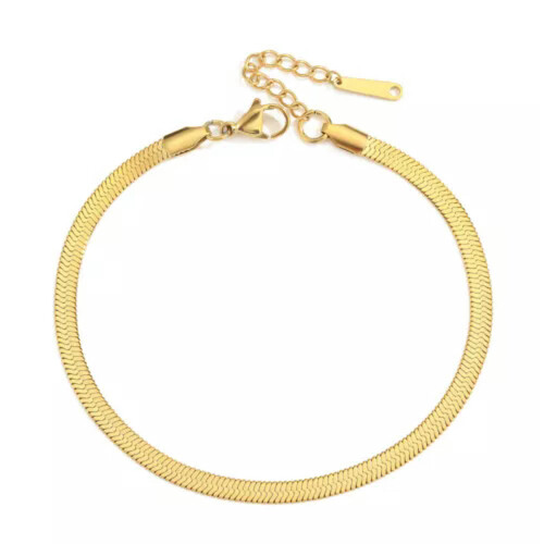 Damen-Fußkettchen mit Fischgrätmuster, Gold oder Silber