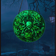 Pimeässä hohtava Halloween-riippukyltti, akryylikoriste, 1 kpl