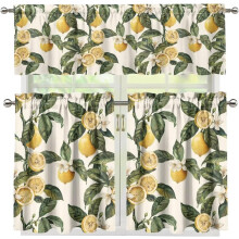 Lemon Tree Kitchen Curtains Set Farmhouse Rustic 3-Piece