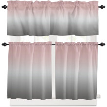 Ombre Kitchen Curtain Valance and Tiers Set Pink Grey