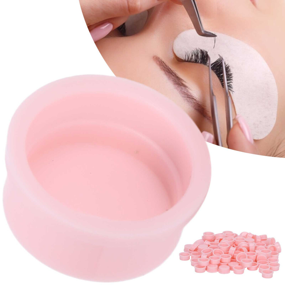 Pink 500Pcs Pp Eyelash Glue Cup & Delay Container For Lash Extension