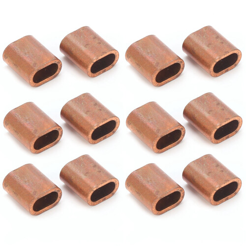 20Pcs Copper M3 Wire Rope Sleeve Oval Crimp Loop Clamp Assortment Kit