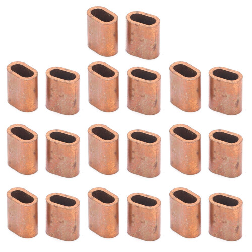 20Pcs Copper M3 Wire Rope Sleeve Oval Crimp Loop Clamp Assortment Kit 1